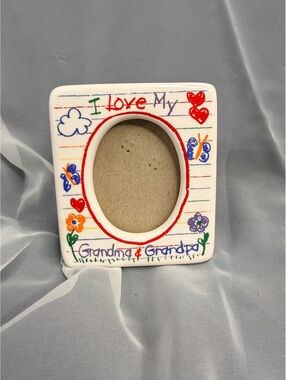 Grandma Grandpa Ceramic Photo Frame Papel Child Art 2x3